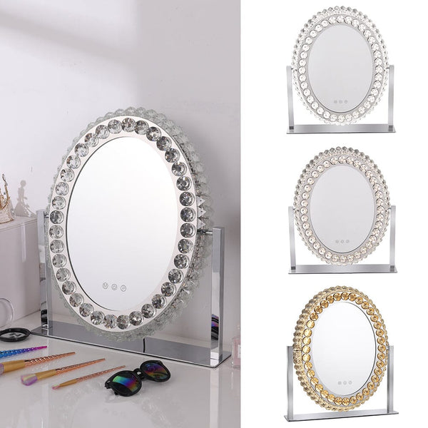 51cm H Hollywood LED Oval Makeup Mirror with Luxury Crystal