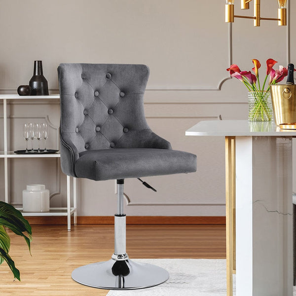 Swivel Velvet Barstool with Ajustable Lift Height