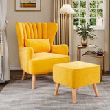 Occasion Faux Wool Wingback Chair Padded Armchair and Footstool Wingback Chairs Living and Home 