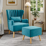 Occasion Faux Wool Wingback Chair Padded Armchair and Footstool Wingback Chairs Living and Home 