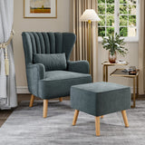 Occasion Faux Wool Wingback Chair Padded Armchair and Footstool Wingback Chairs Living and Home 