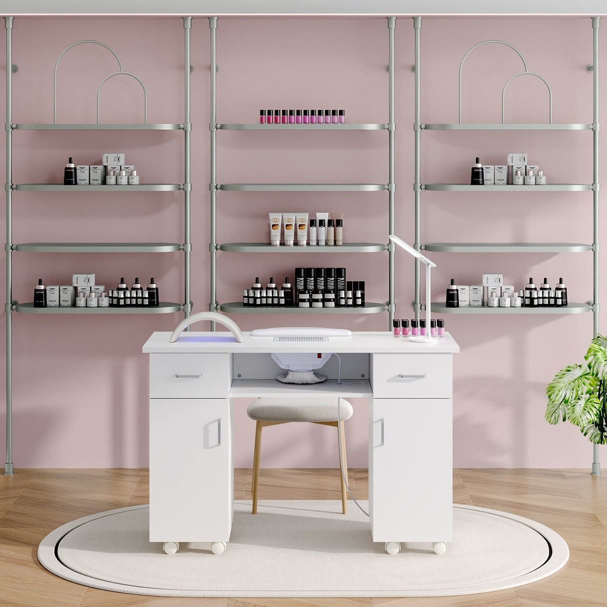 120cm Wide Wheeled Manicure Table with Electric Dust Extractor Dressing Tables Living and Home 