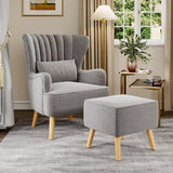 Grey Linen Armchair and Footstool Wingback Chairs Living and Home 