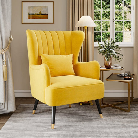 Comfortable Velvet Wingback Armchair with Cushion Wingback Chairs Living and Home 