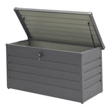 350L Grey Metal Outdoor Garden Storage Box Lockable Garden Storage Boxes Living and Home 