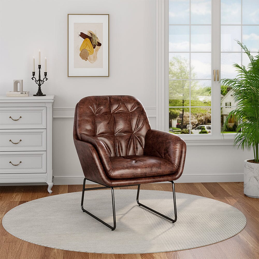 75cm Wide Faux Leather Armchair Double Layer Padded Occasional Chair Other Occasional Chairs Living and Home 