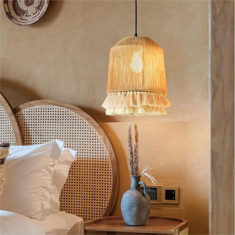 Lightsin Rustic Elegance Tassel and Hemp Rope Pendant Light Lightsin 