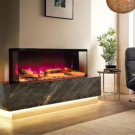 3-Sided Panoramic Smart Electric Fireplace with Customizable Flame & Heating Control Living and Home 40 inch 