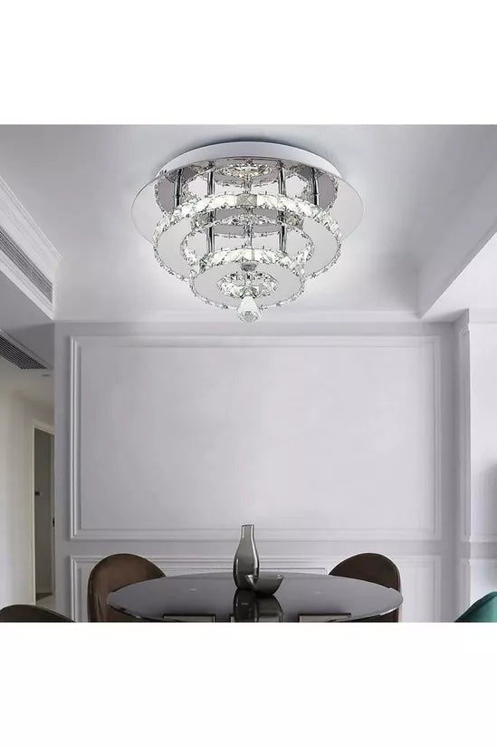 30cm W Stacked LED Ceiling Light with Crystal Rims Energy Saving Ceiling Lights Living and Home 