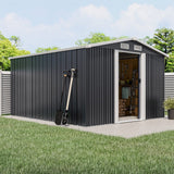 10' x 8' ft Garden Steel Shed with Gabled Roof Top Black and Green Garden Sheds Living and Home 