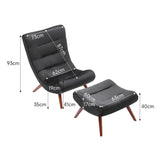 Black Modern Curved Velvet Lounge Chair with Footstool Lounge Chairs Living and Home 