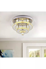 30cm W Stacked LED Ceiling Light with Crystal Rims Energy Saving Ceiling Lights Living and Home 