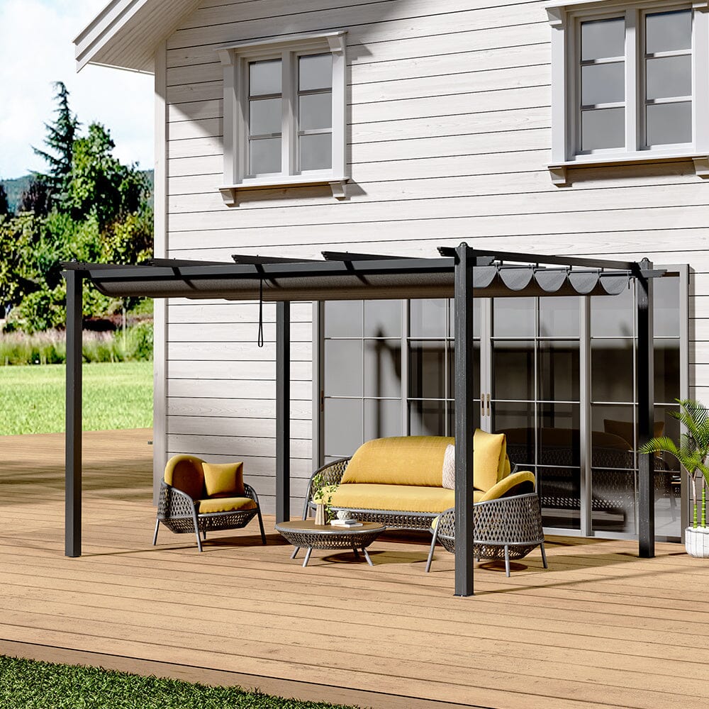 300CM Elegant Aluminum Patio Pergola with Sun-Shade Canopy Living and Home Size B 