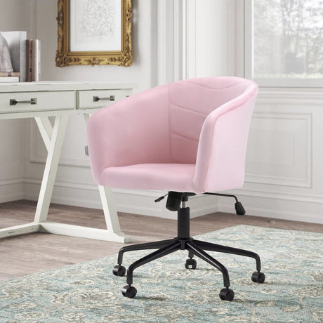 Pink Velvet Swivel Office Task Chair Living and Home 