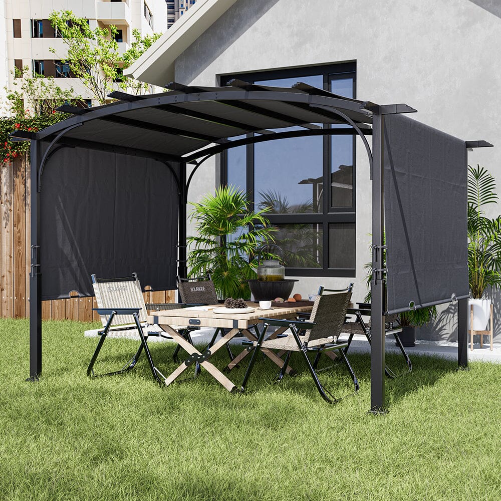 Exquisite Summer Dark Grey Curved Outdoor Gazebo Living and Home 