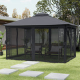 Premium Iron Outdoor Pergola with Sheer Charcoal Gray Screens Living and Home 