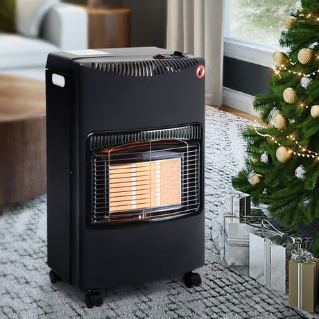 Black 4.2KW Portable Heater Free Standing Heating Cabinet Butane Gas Heater Space Heaters Living and Home 