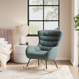 96cm Height Cyan Nordic Wooden Rocking Chair for Living Room Bedroom Rocking Chairs Living and Home 