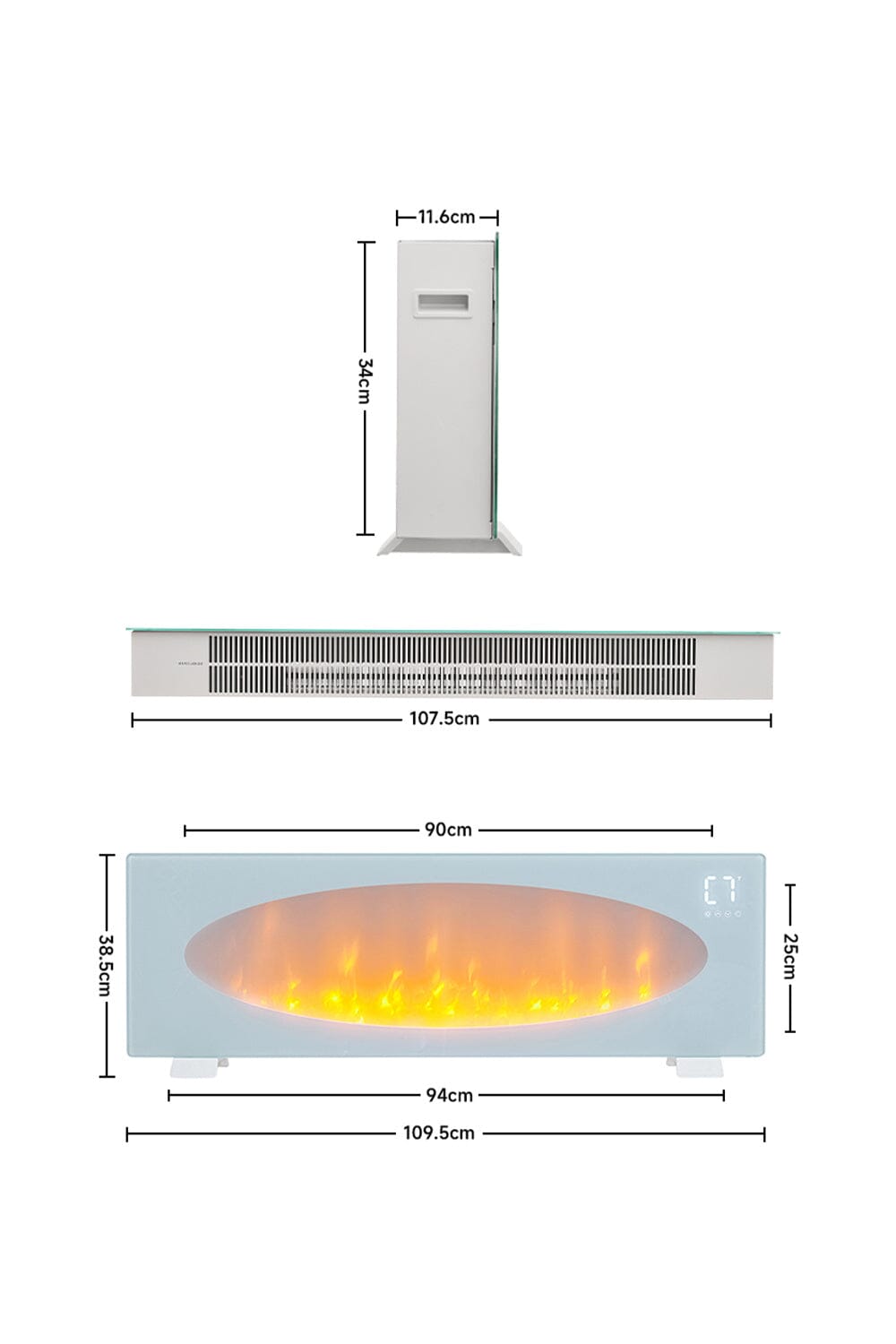 42 Inch Freestanding Electric Fireplace 2000W 7 Vibrant Colours Wall Mounted Fireplaces Living and Home 