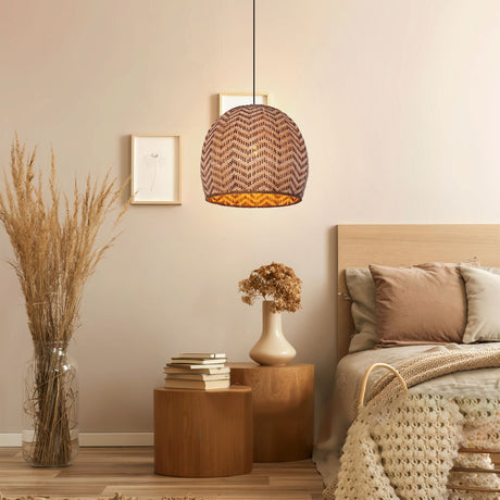 Lightsin Elegant Woven Rattan Pendant Light with Wave Details Lightsin UK 