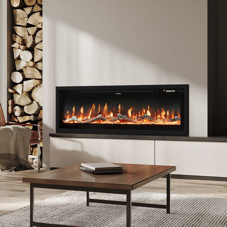 40/50/60 Inch Electric Fireplace 9 Colour LED Flame Effect Heater With Remote Control Freestanding Fireplaces Living and Home 