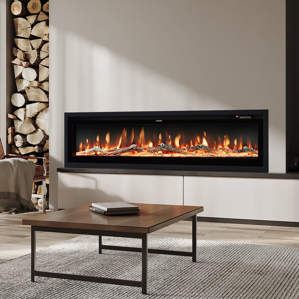 40/50/60 Inch Electric Fireplace 9 Colour LED Flame Effect Heater With Remote Control Freestanding Fireplaces Living and Home 