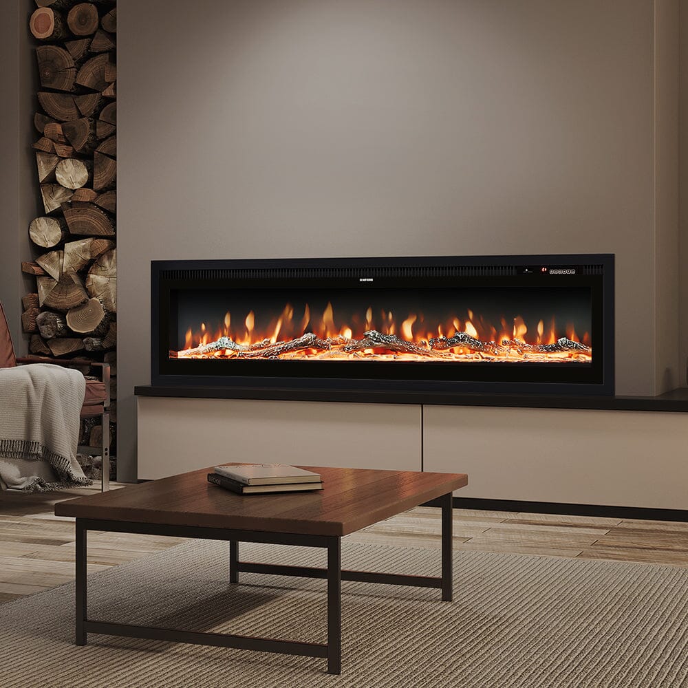 40/50/60 Inch Electric Fireplace 9 Colour LED Flame Effect Heater With Remote Control Freestanding Fireplaces Living and Home 