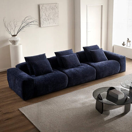 Cottonfy Tofu Block Vintage Chenille Fabric Sofa Stain Resistant Navy Blue Cottonfy UK 300 CM Blue Full-Paid