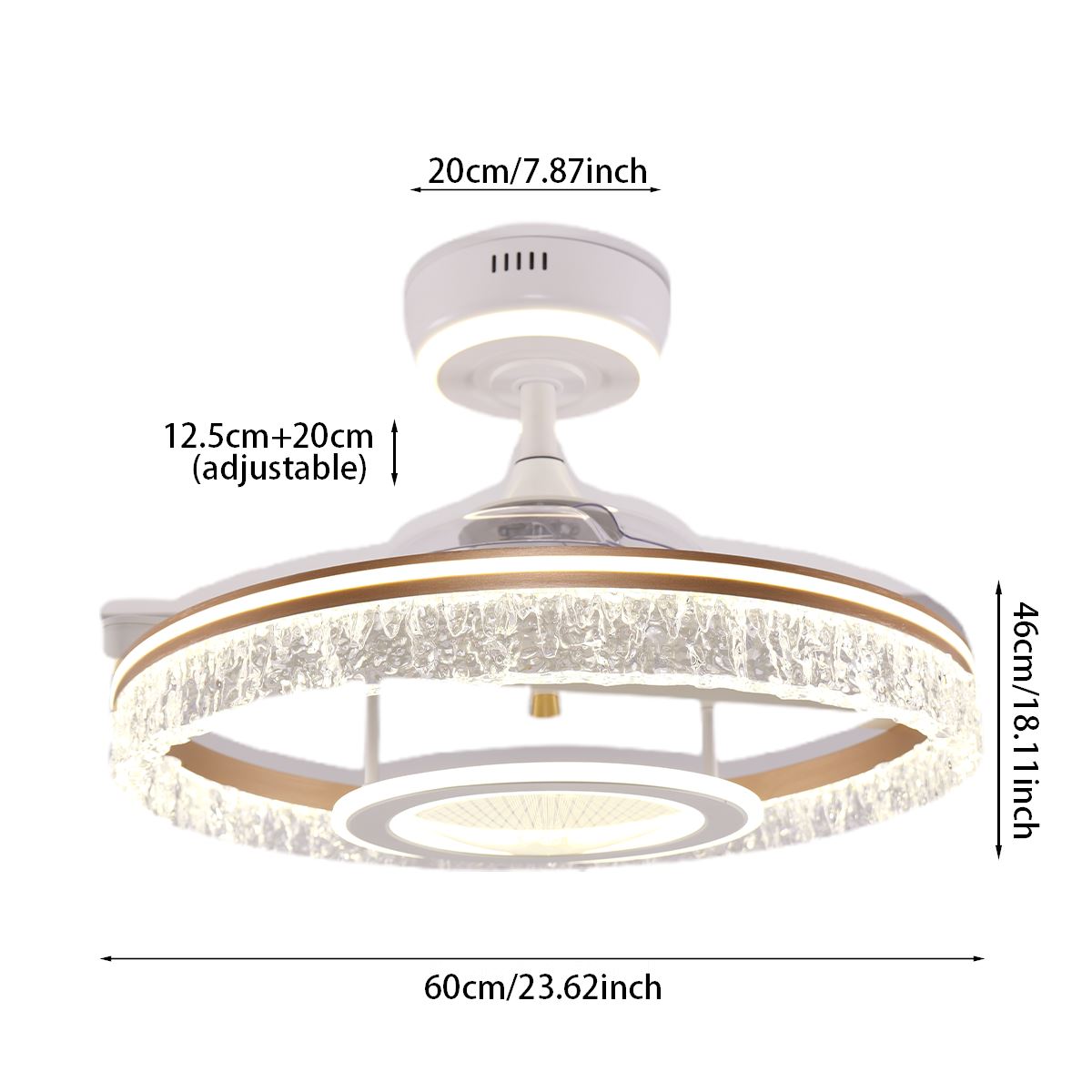 Lightsin Whisper-Quiet Reversible Acrylic and Metal Ceiling Fan Light Lightsin UK 