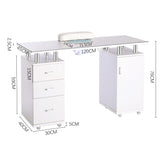 120cm Wide White Professional Manicure Station Nail Table on Wheels with Dust Collector Dressing Tables Living and Home 