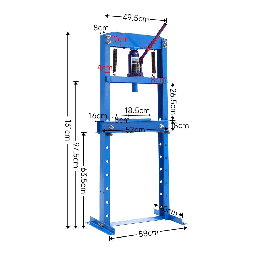 6/12/20Ton Blue Hydraulic Shop Press with Press Plates – Living and Home