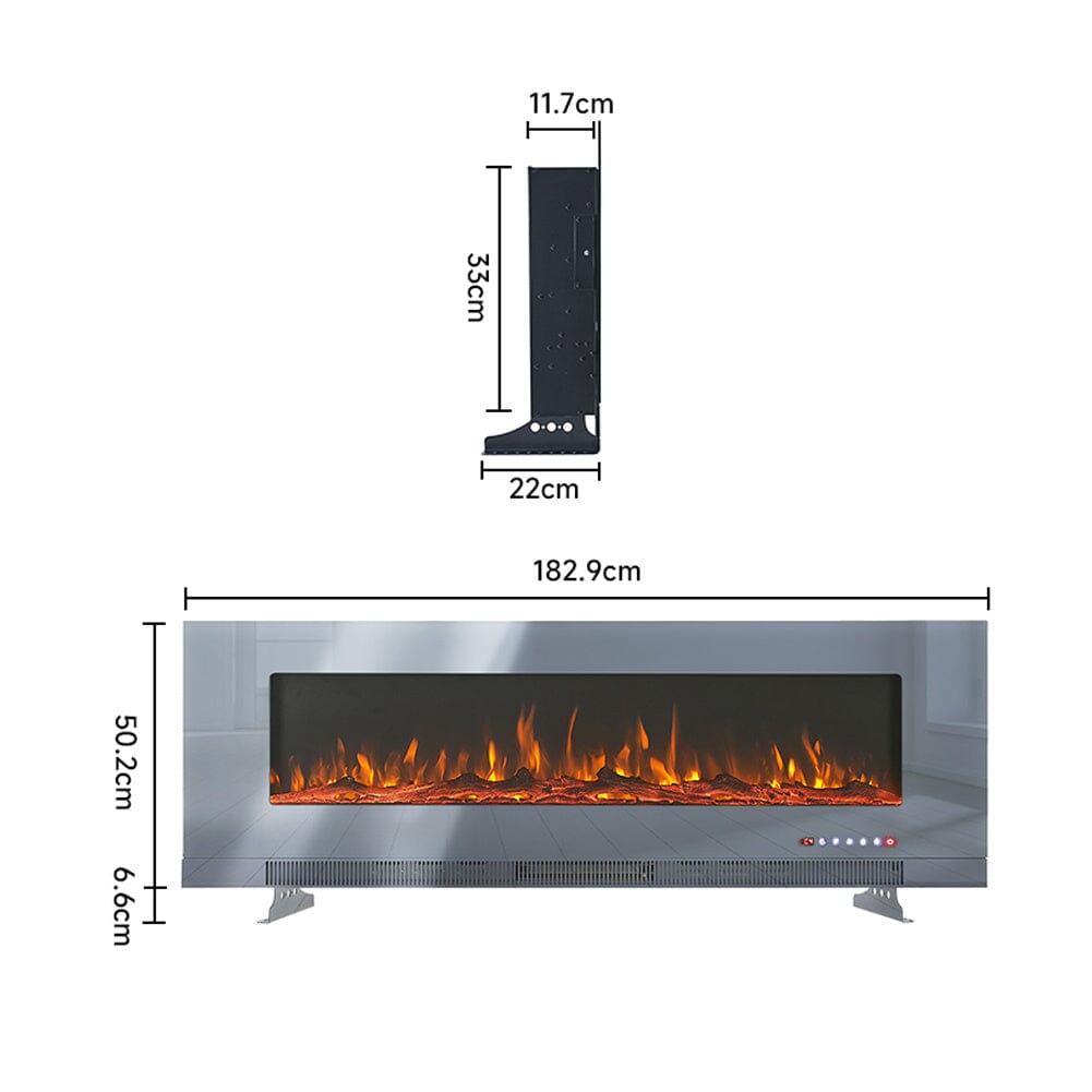 72 inch Wall Mounted Electric Fireplaces With Remote Control 9 Flame Colours Heater Wall Mounted Fireplaces Living and Home 