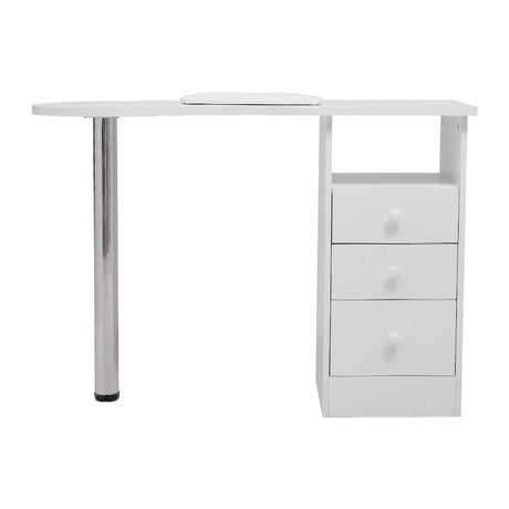 106cm White 3 Drawers Manicure Table with Metal Leg Dressing Tables Living and Home 