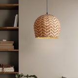 Lightsin Elegant Woven Rattan Pendant Light with Wave Details Lightsin UK 