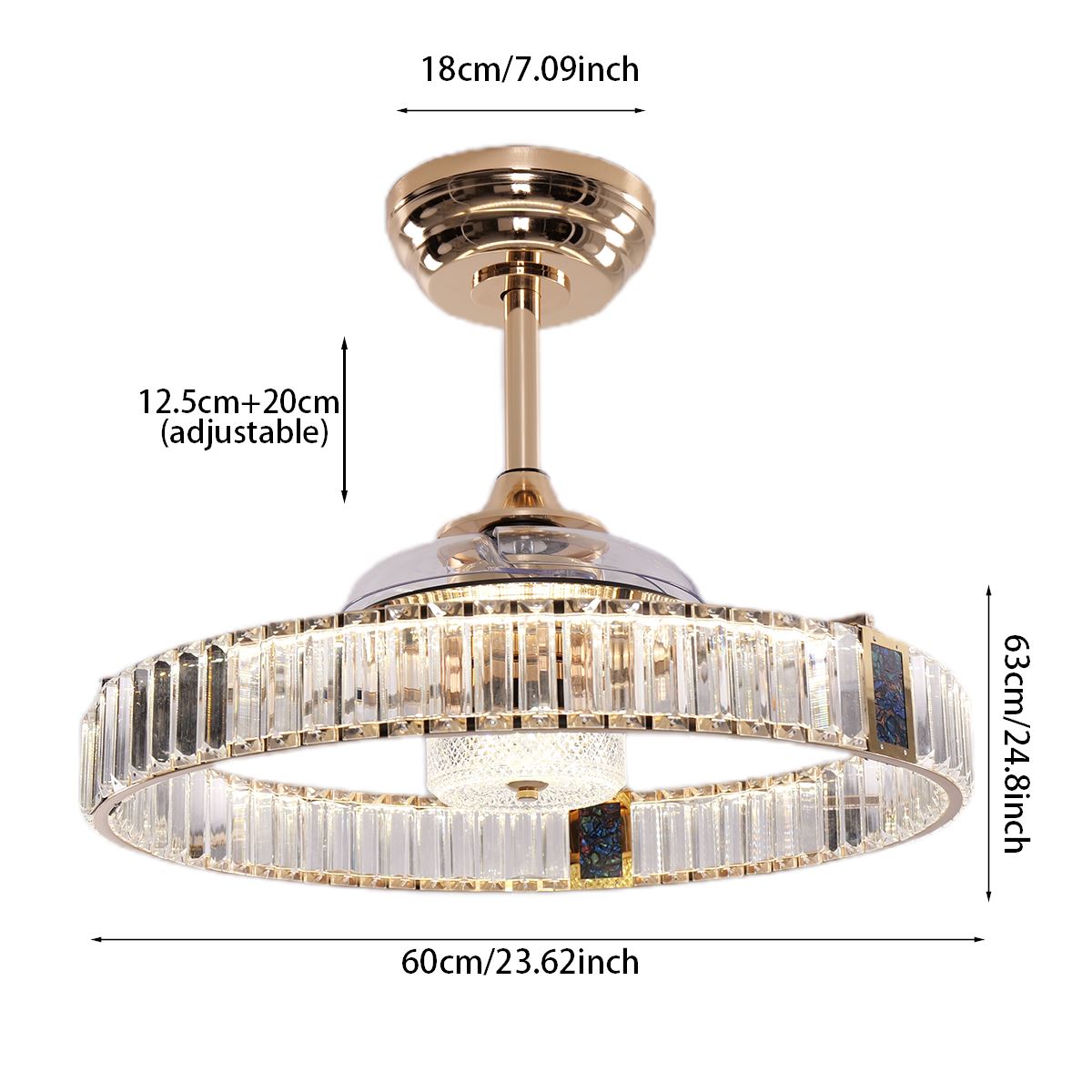 Lightsin Elegant Gold Silent Ceiling Fan Lamp with Crystal Accent Lightsin UK 