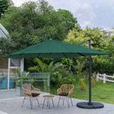 Light Grey 3 x 3 m Square Cantilever Parasol Outdoor Hanging Umbrella for Garden and Patio Parasols Living and Home Green Parasol + Cross Base + Round Water Tank 