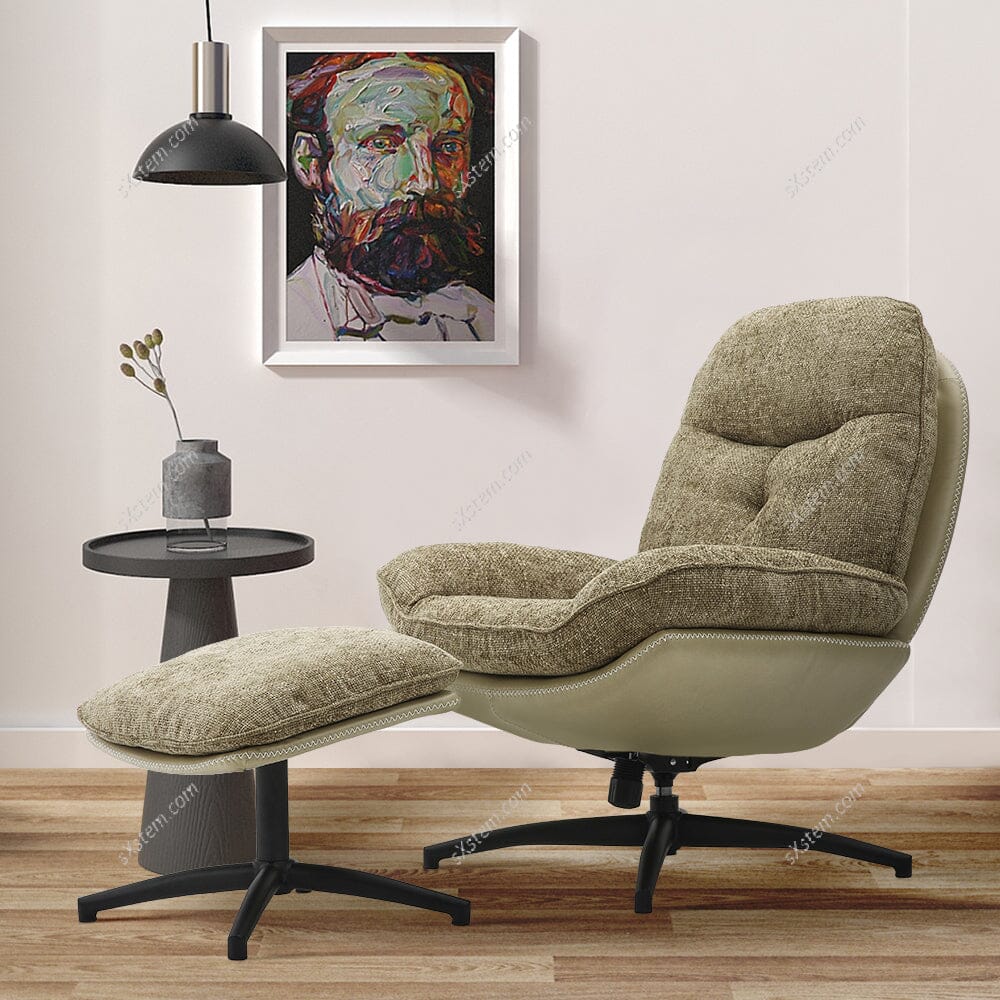 Chenille Lounge Chair with Footstool Living and Home 