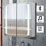 Double Door LED Bathroom Mirror Cabinet with Bluetooth Bathroom Mirror Cabinets Living and Home 