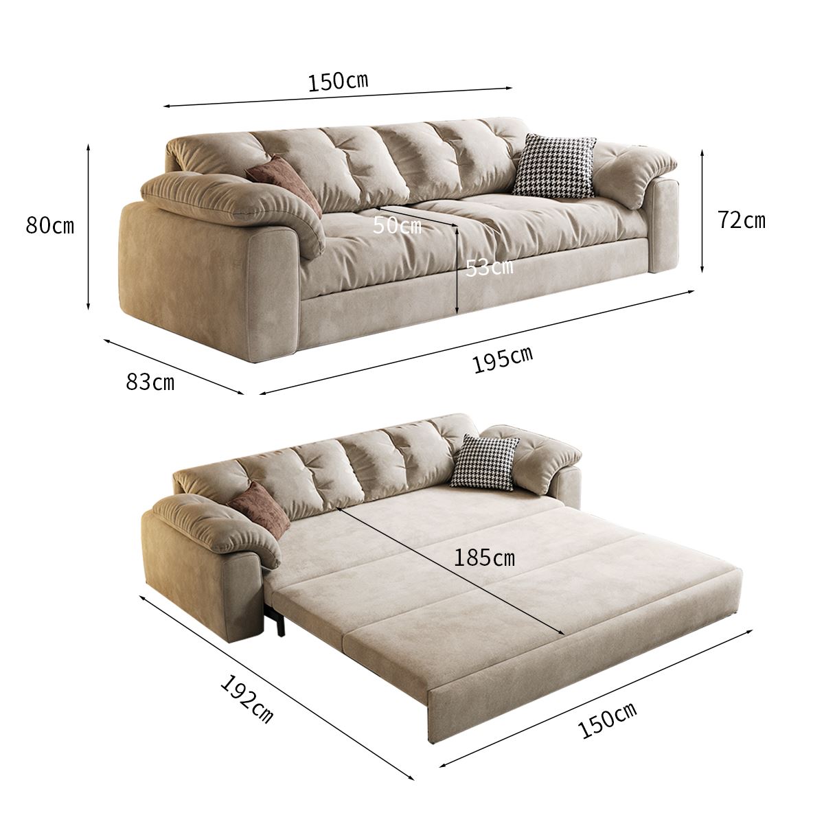 Cottonfy Multifunctional Sleeper 3 Seater Sofa Bed with Storage Space Cottonfy UK Large 2-Seater 