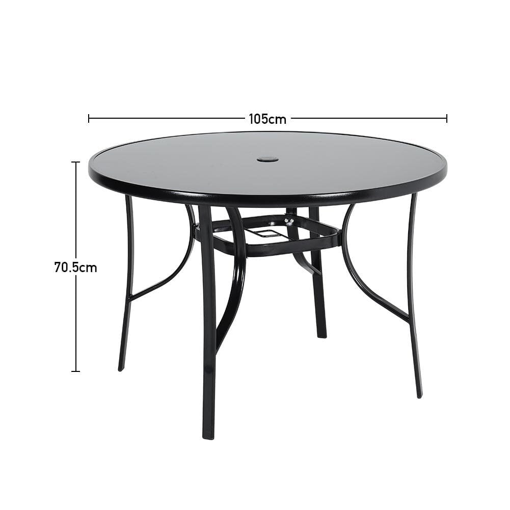 2/4 Seater Outdoor Round Table Garden Tempered Glass Table and Rattan Chairs Garden Dining Sets Living and Home 