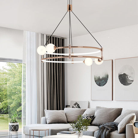 Lightsin Elegant Gold Double-Ring Pendant Light with Tri-Color Lighting Lightsin UK 