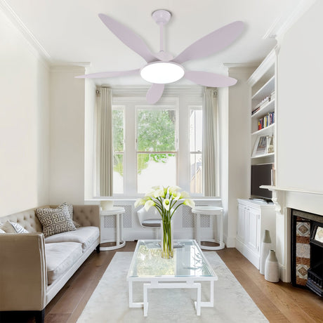 Lightsin Ceiling Fan with Light Low-Noise 5-Blade Fan Light with Adjustable Speeds and Timer Lightsin UK White 