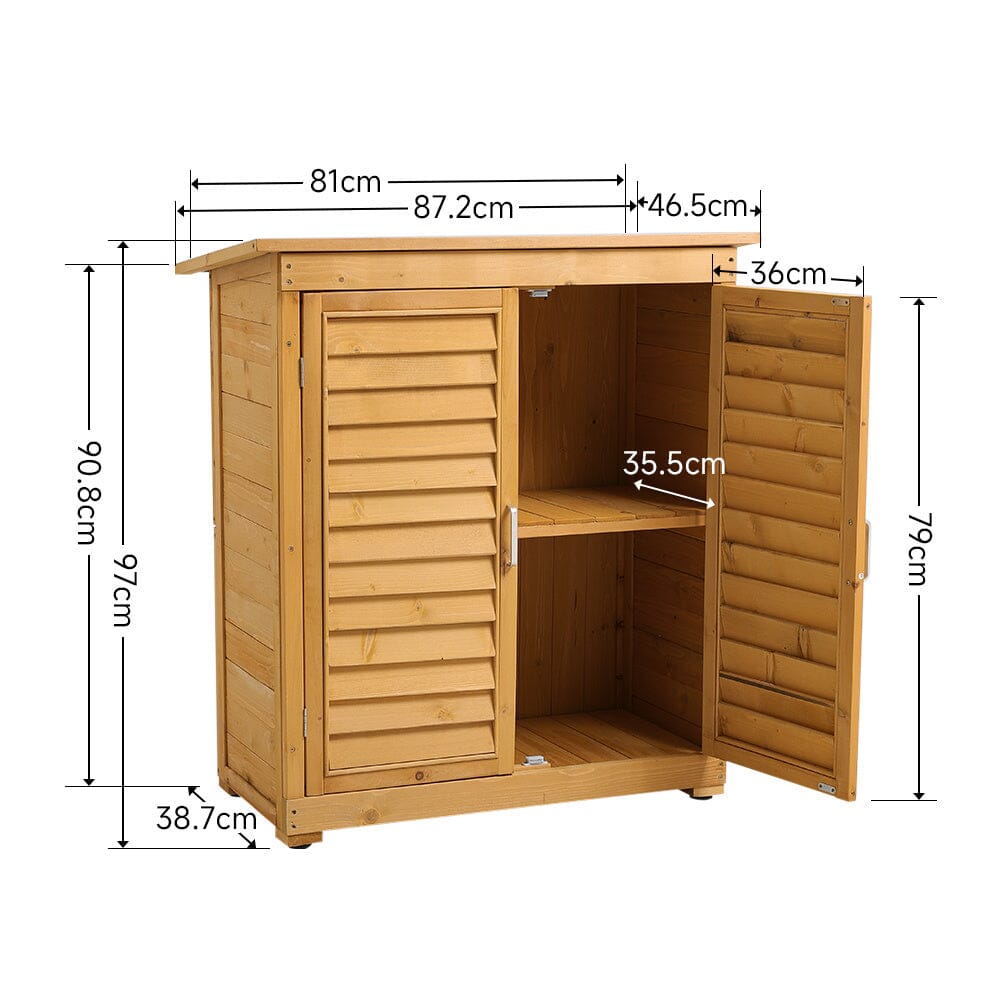 97cm H Outdoor Solid Wood Storage Cabinet Garden Tool Shed Garden Sheds Living and Home 