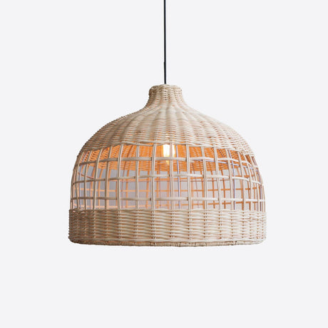 Lightsin Elegant Openwork Rattan Pendant Light with Lattice-Cut Design Lightsin UK 