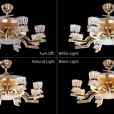 Lightsin Ceiling Fan Light with Gold Copper and Crystal 78cm Elegant Fan Light Lightsin UK 