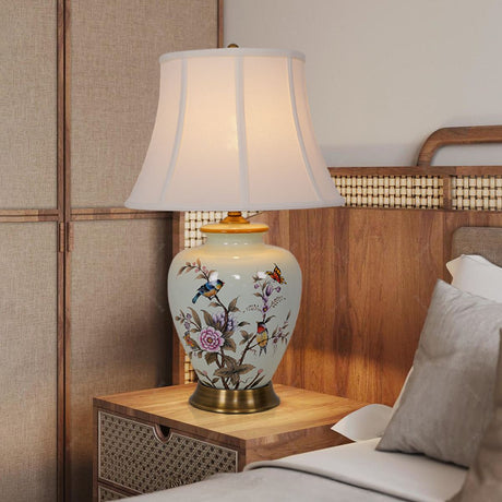 Lightsin Vintage Ceramic Floral Table Lamp with Copper Base for Bedside and Table Lighting Lightsin UK 