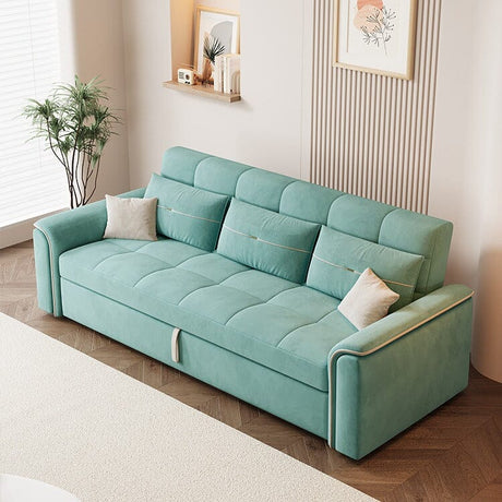 Cottonfy Multifunctional Mint Velvet Pull Out Chaise Sofa Bed with Storage Cottonfy UK 2-Seater Full-Paid 