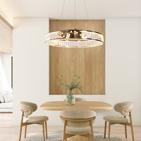 Lightsin Luxurious Gold Crystal LED Halo Pendant Light Lightsin UK 