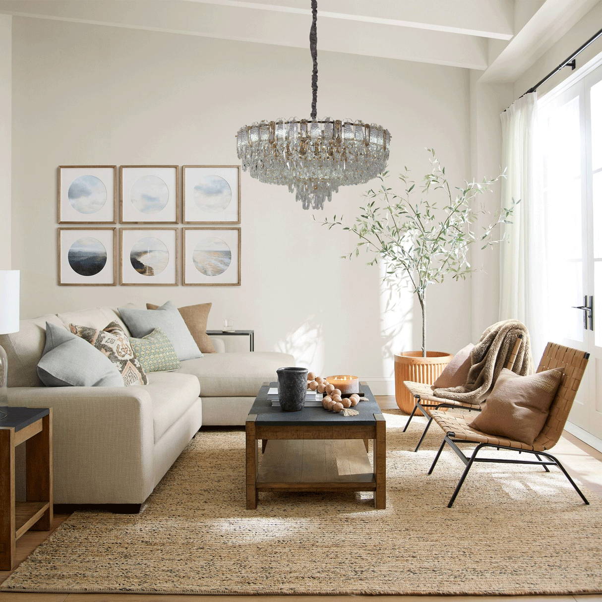 Lightsin Elegant Crystal-Accented Champagne Gold Crystal Chandelier Pendant Light Lightsin UK 