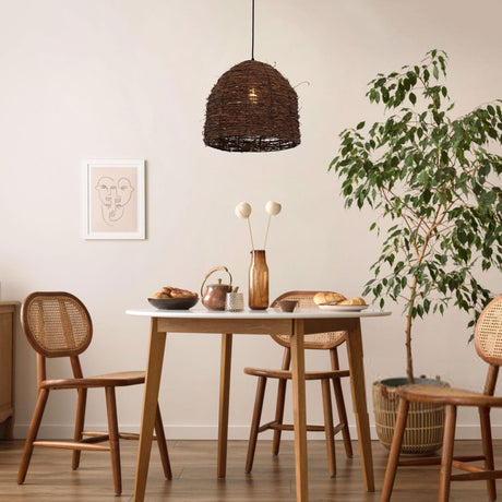 Lightsin Rustic Woven Rattan Dome Pendant Light for Cozy Interiors Lightsin UK 